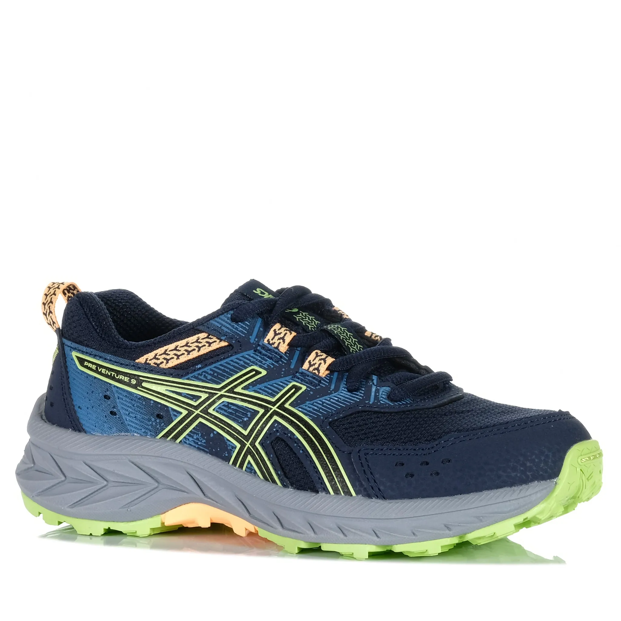 Retro-inspired Asics Gel-Venture 9 GS Midnight/Lime Green