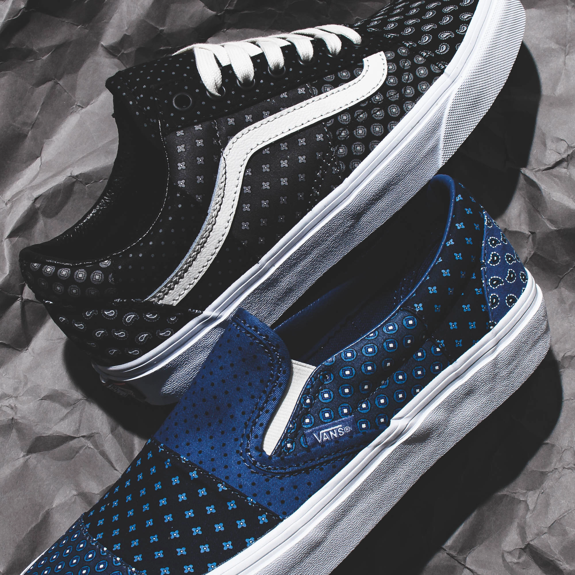 Quick Step-On Glide Layer Vans Men UA Old Skool Patchwork Black VN0A3WKT9XJ1