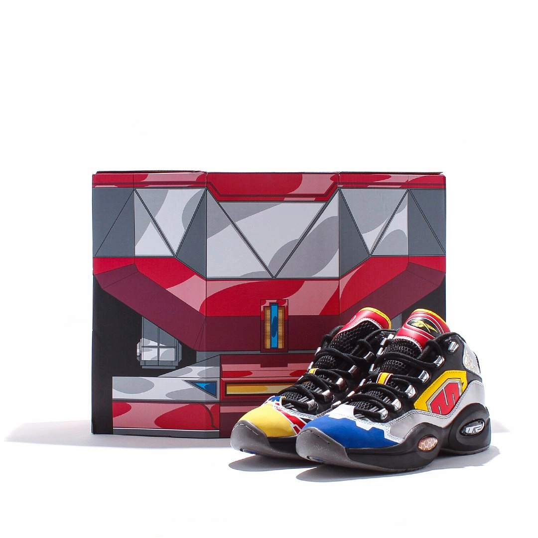 Reebok Classics Basketball Men x Power Rangers Question Mid Allen Iverson Black Silver Red GY0590 Soft midsole