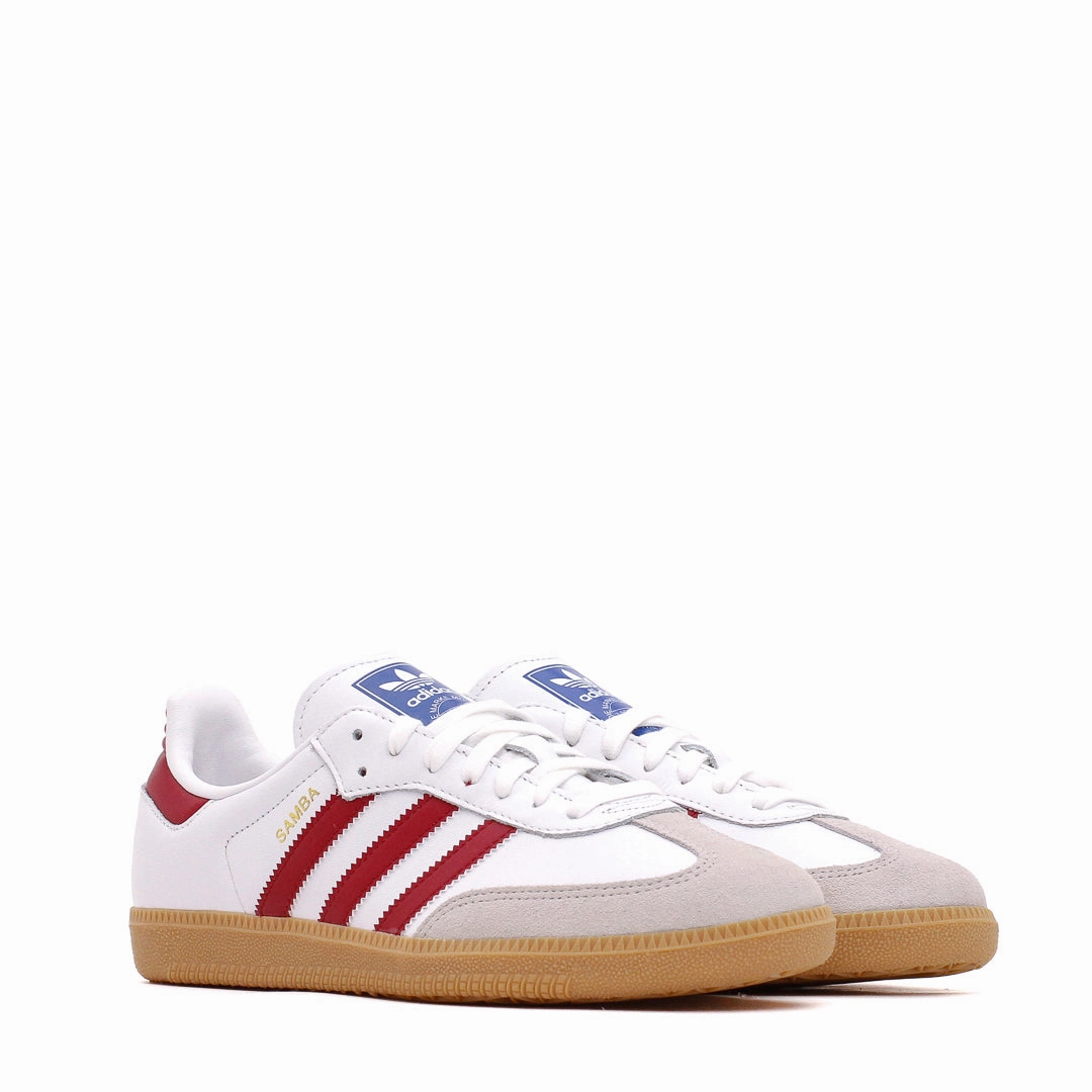 Shock Absorbing Adidas Originals Men Samba OG White Burgundy IF3813