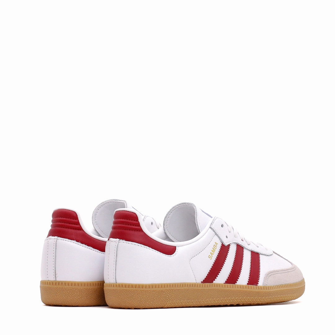 Shock Absorbing Adidas Originals Men Samba OG White Burgundy IF3813