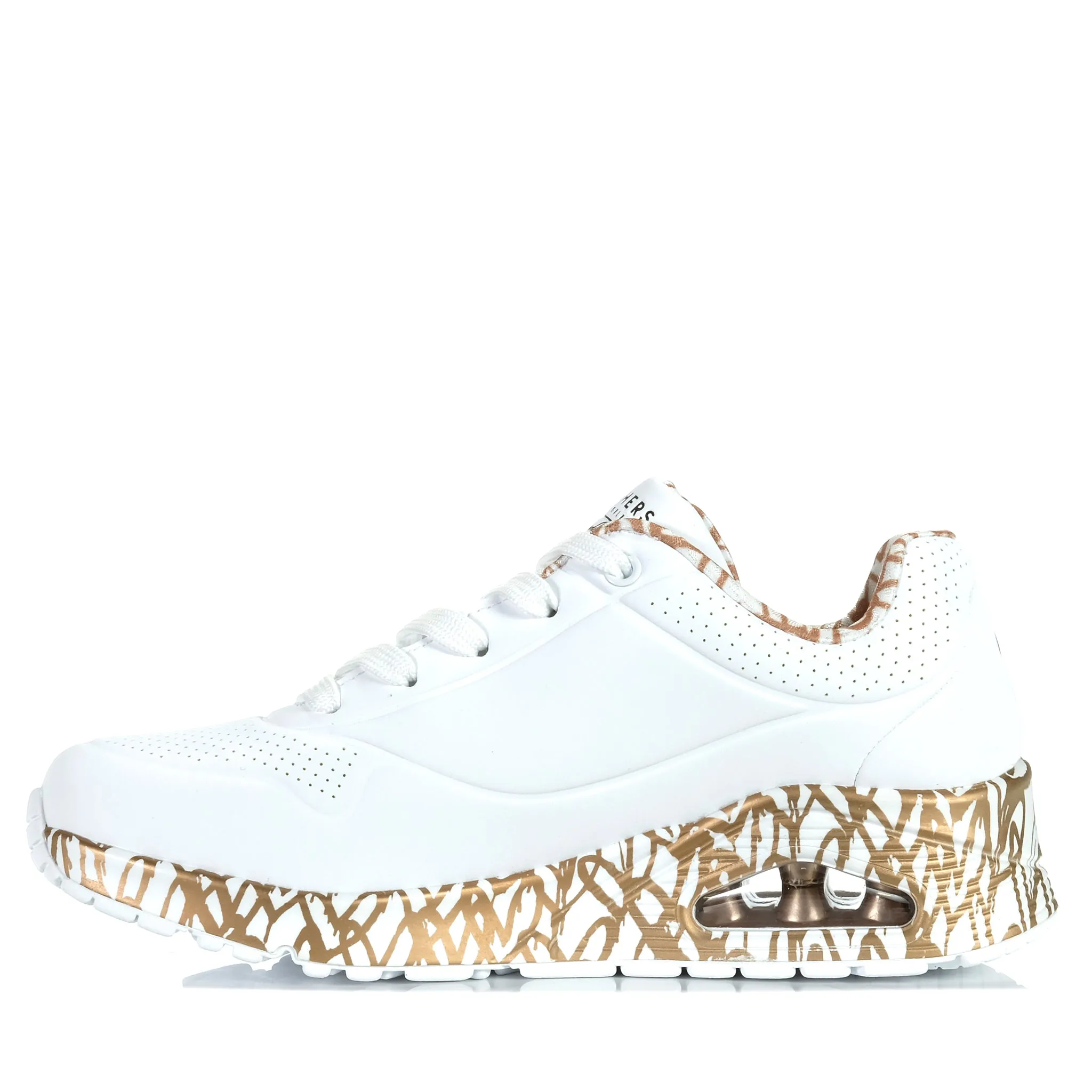Skechers x JGoldcrown: Uno - Loving Love 155506 White/Rose Gold Breathable fabric