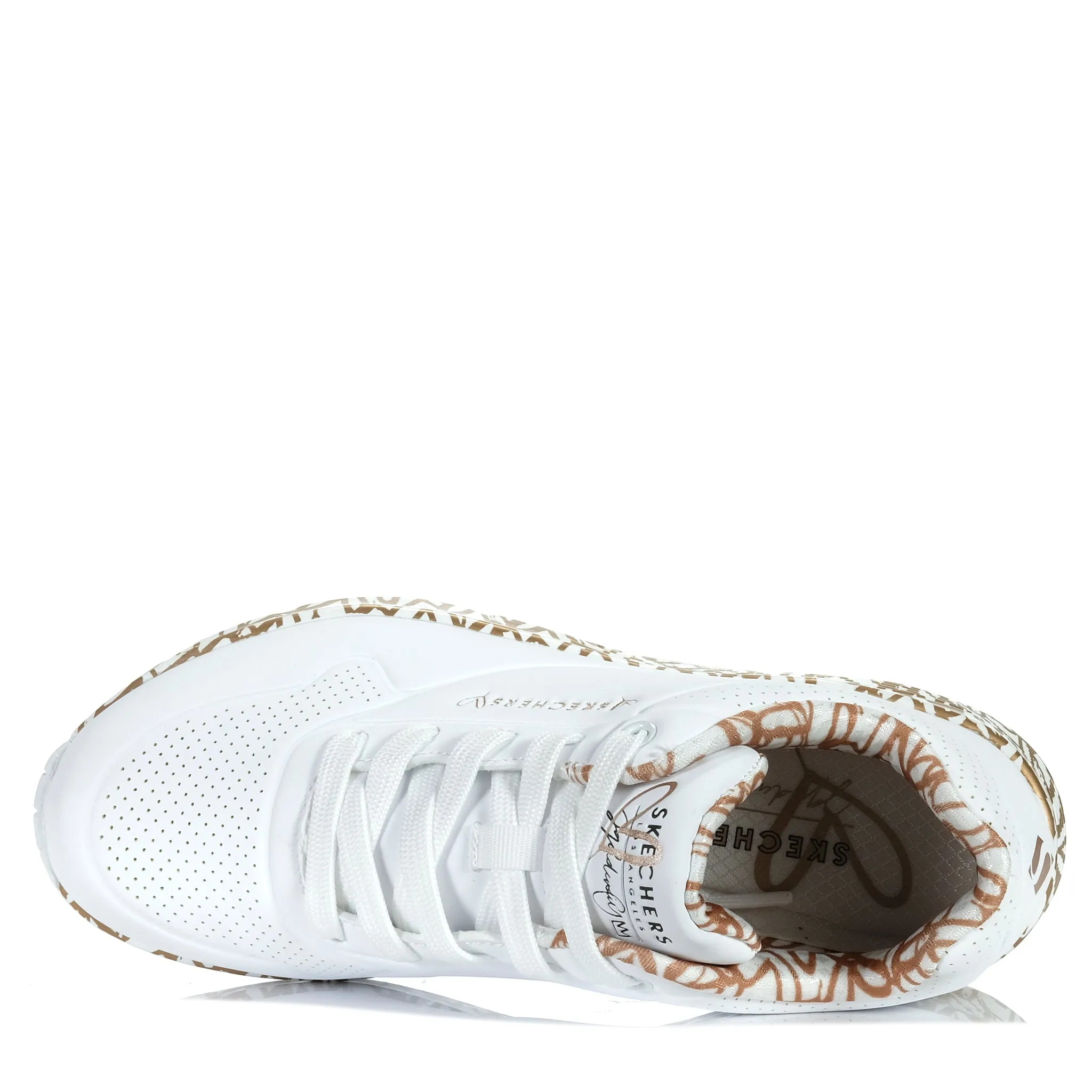 Skechers x JGoldcrown: Uno - Loving Love 155506 White/Rose Gold Breathable fabric