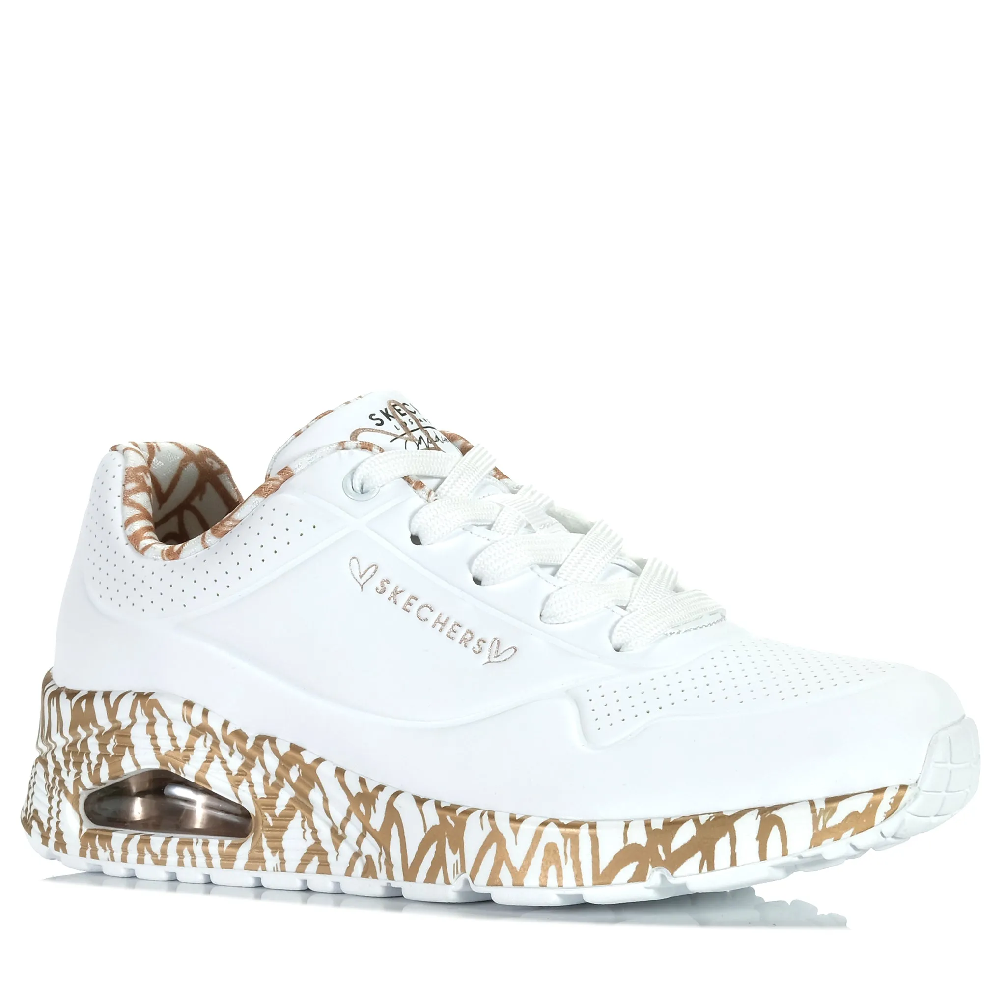 Ultra Comfort breath easy Skechers x JGoldcrown: Uno - Loving Love 155506 White/Rose Gold