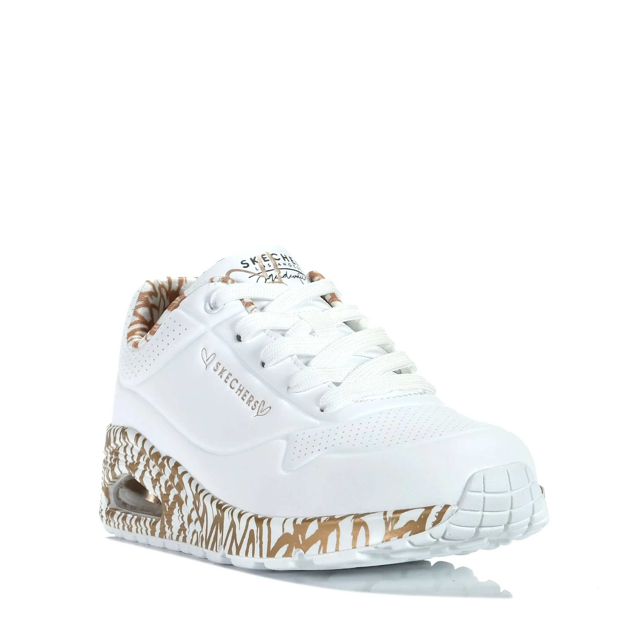 Skechers x JGoldcrown: Uno - Loving Love 155506 White/Rose Gold Breathable fabric