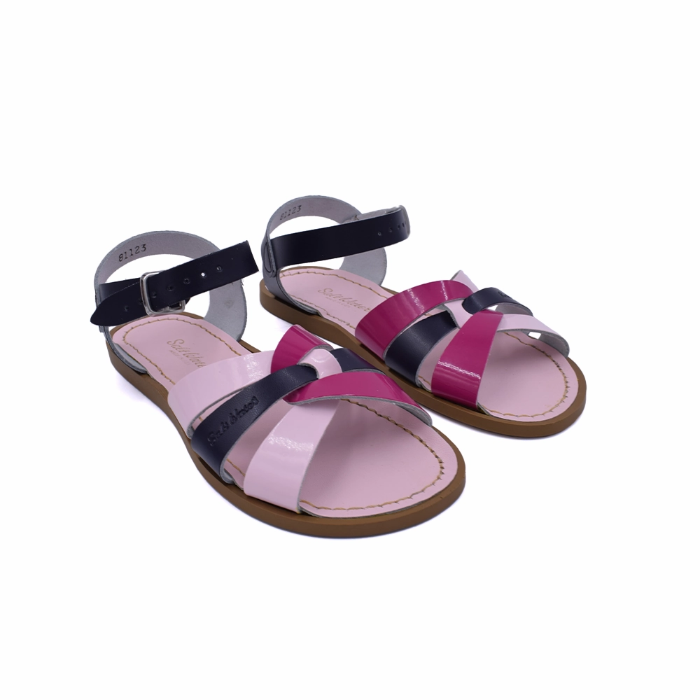Sleek Summer Sandals Salt Water Sandals Marvellous Matilda Mash-Up - Shiny Pink/Shiny Fuschia/Navy