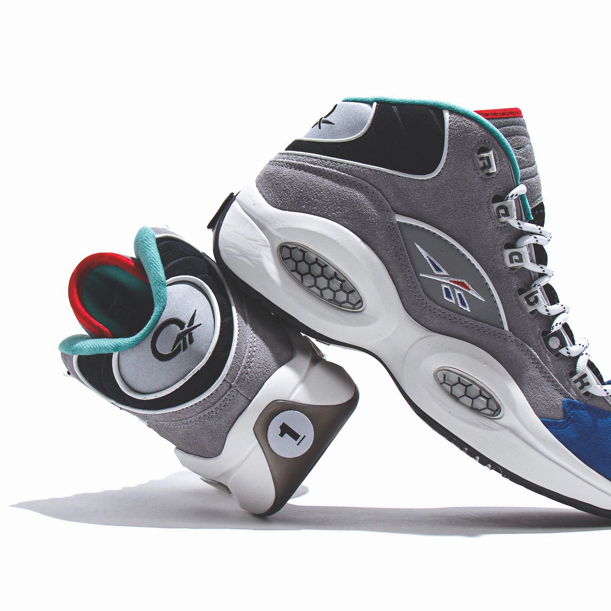 Smooth Ease Reebok Classics Basketball Men Question Mid Allen Iverson Draft Night Grey Blue GZ7283