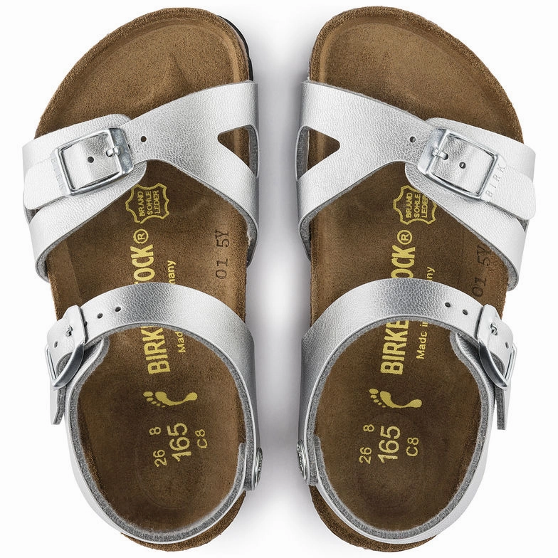 Smooth Lining Birkenstock Kids Rio Birko-Flor Silver - Narrow