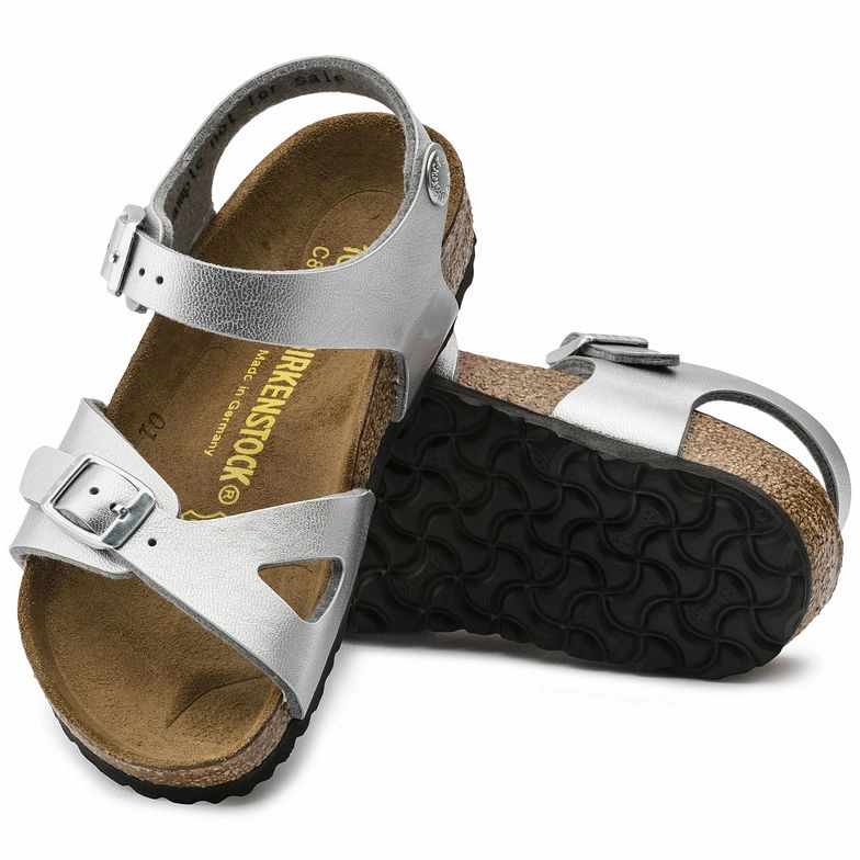 Smooth Lining Birkenstock Kids Rio Birko-Flor Silver - Narrow