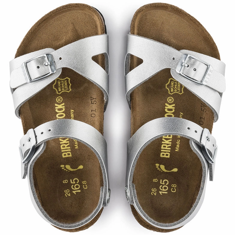 Smooth Lining Birkenstock Kids Rio Birko-Flor Silver - Narrow