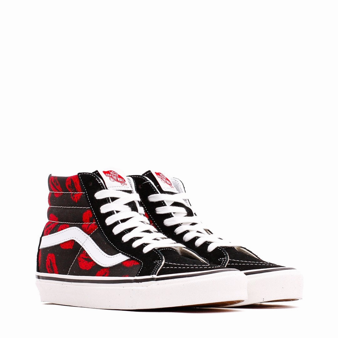 Soft Cushioning Vans Men UA Sk8-Hi 38 DX Anaheim Factory Black Red Hot Lips VN0A38GF45T