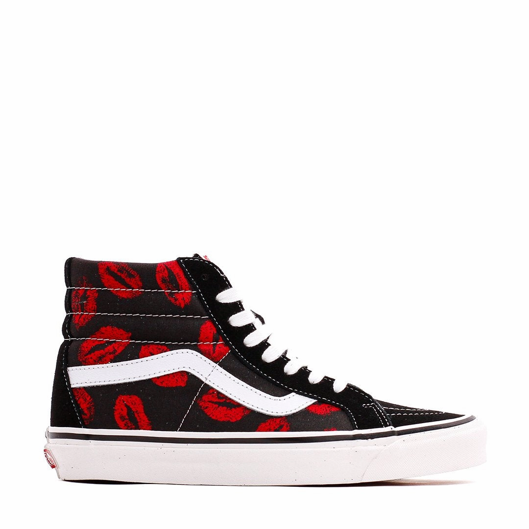 Soft Cushioning Vans Men UA Sk8-Hi 38 DX Anaheim Factory Black Red Hot Lips VN0A38GF45T