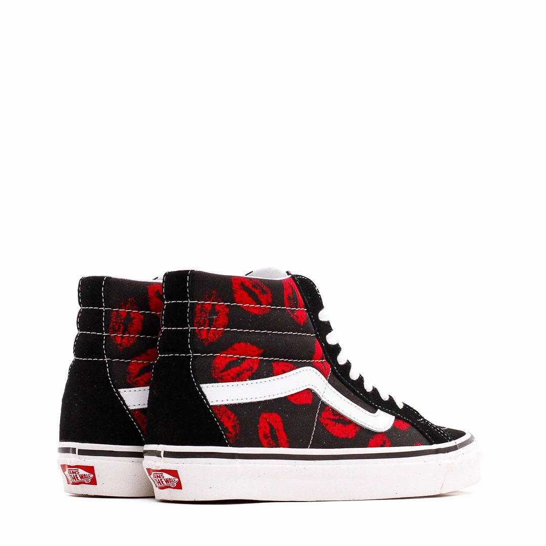 Soft Cushioning Vans Men UA Sk8-Hi 38 DX Anaheim Factory Black Red Hot Lips VN0A38GF45T