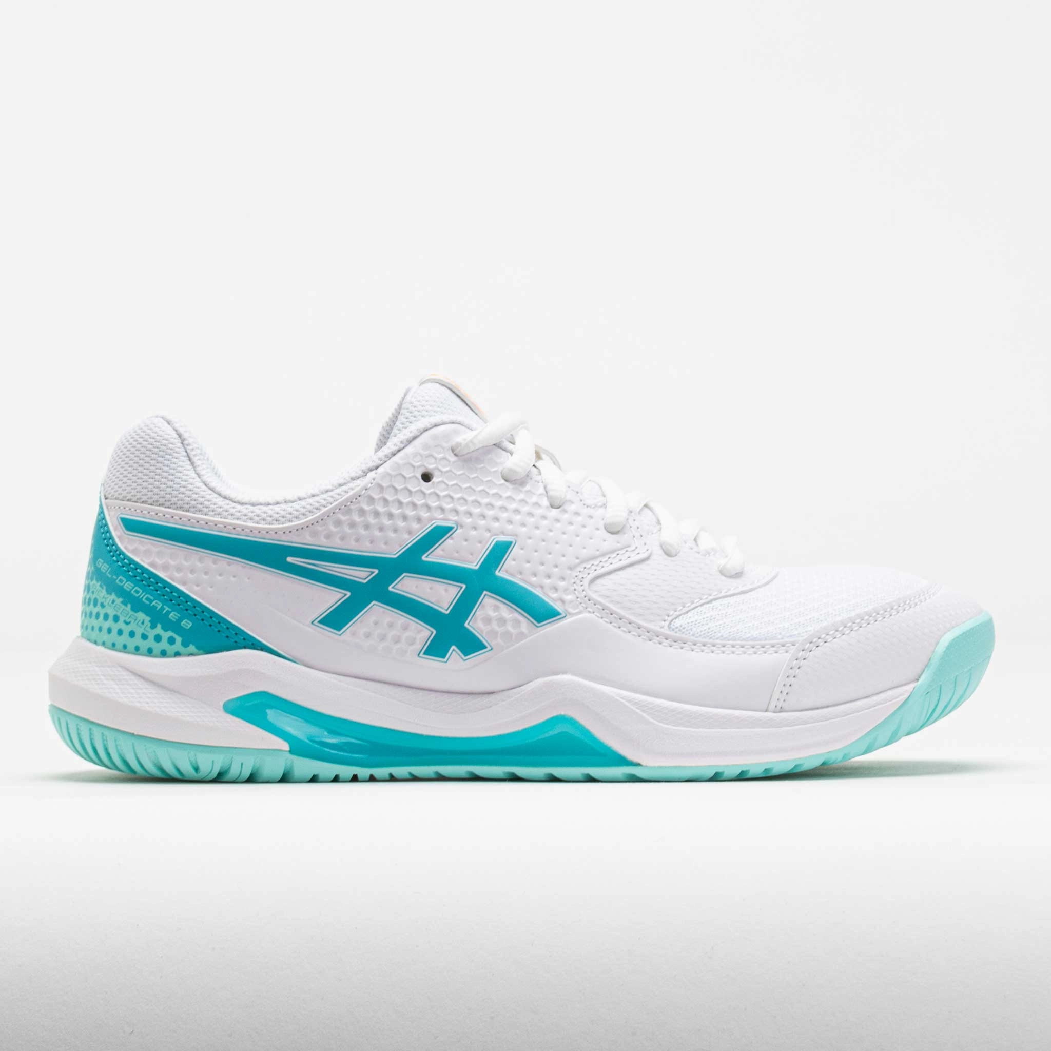 Soft Motion ASICS GEL-Dedicate 8 Women's White/Energy Aqua