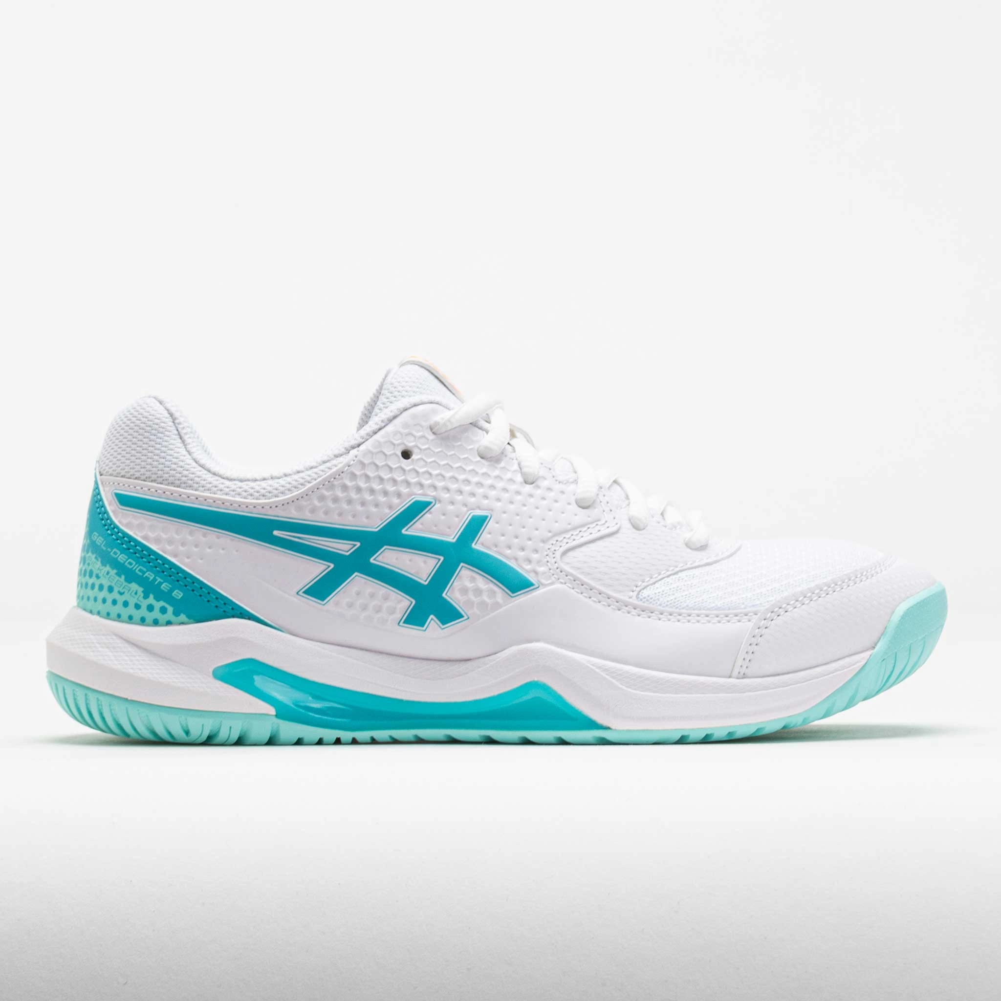 Soft Motion ASICS GEL-Dedicate 8 Women's White/Energy Aqua