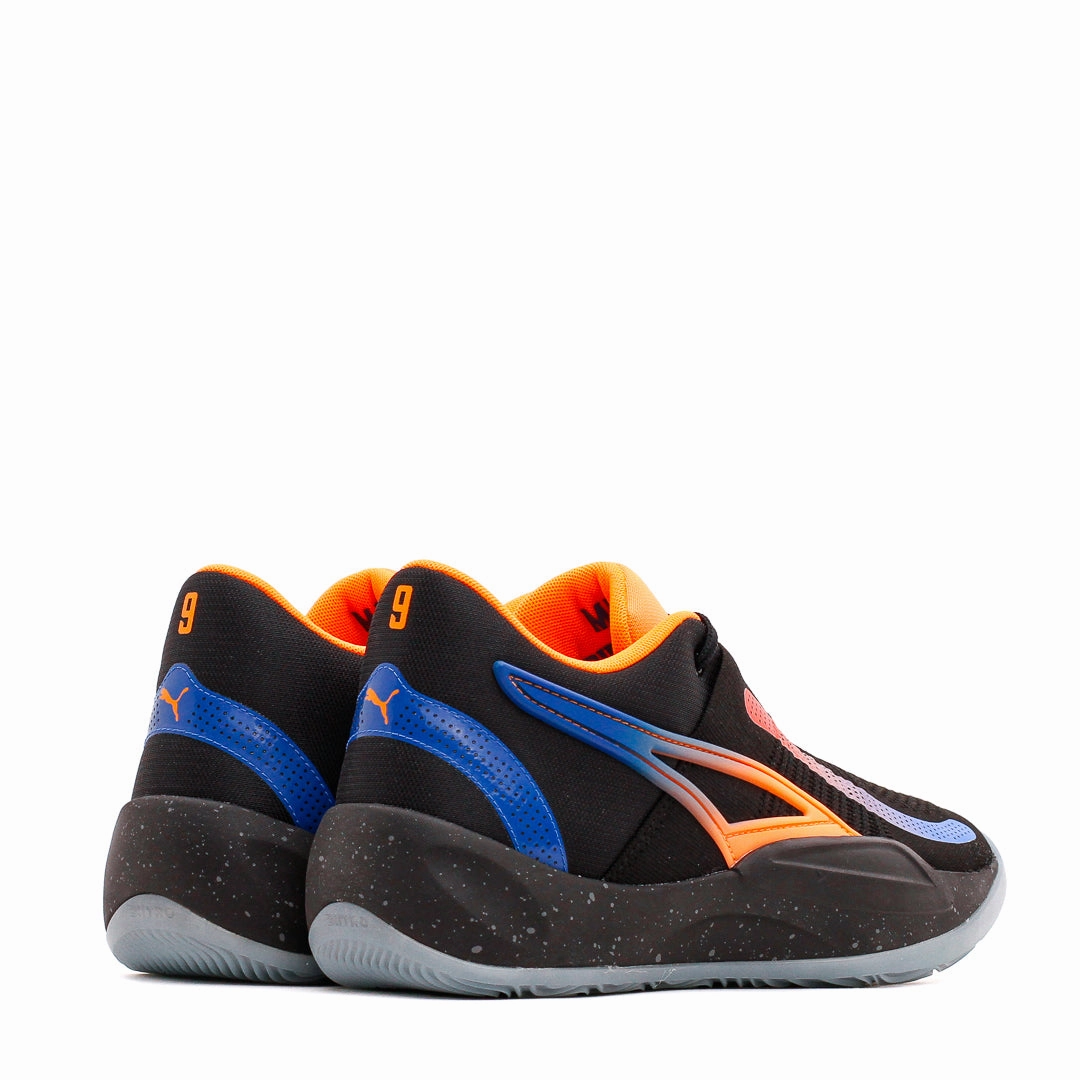 Soft Step-On Puma Basketball Men Rise Nitro RJ Barrett Black Orange Blue 377388-02
