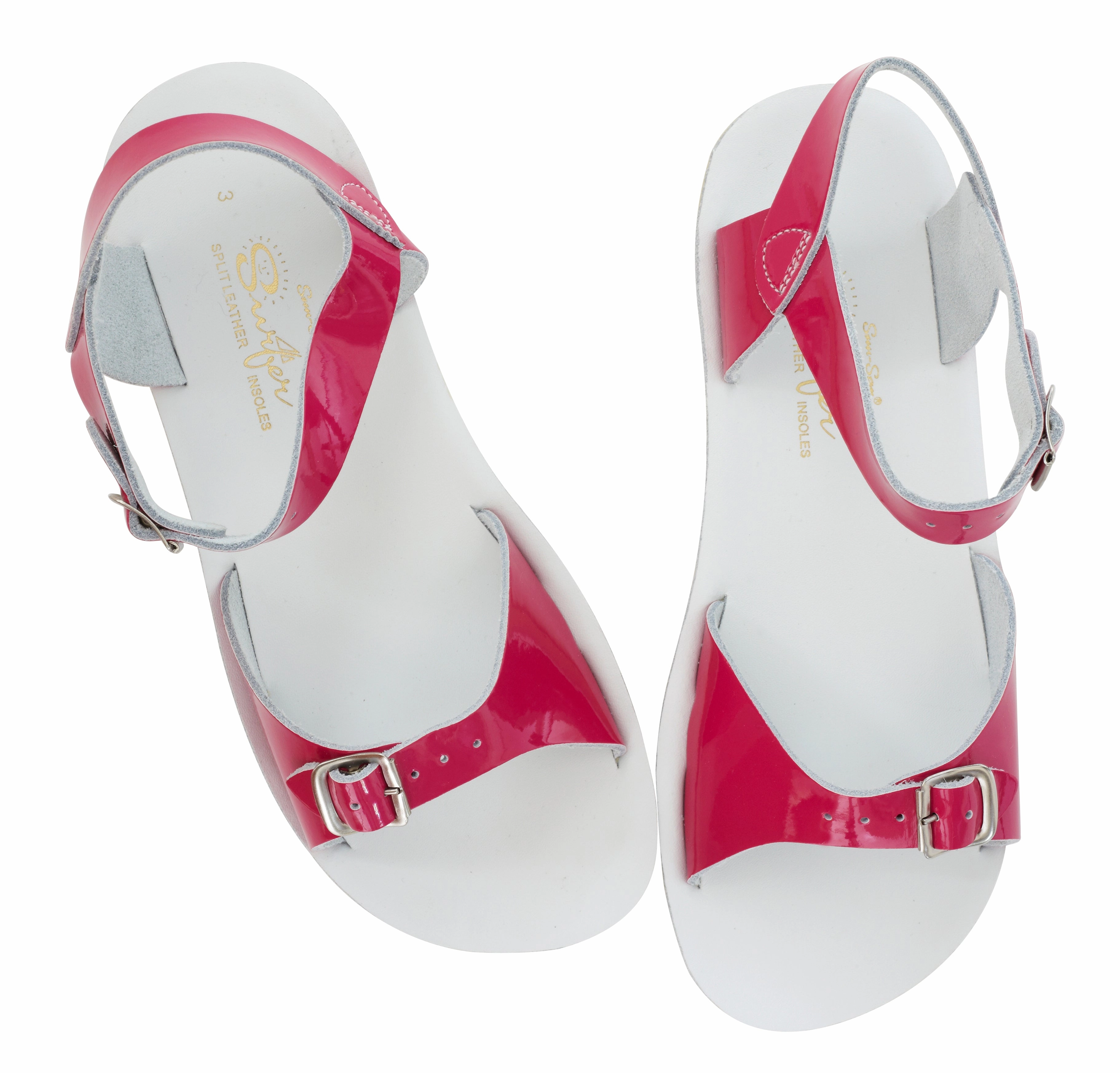 Tropical Leaf Metal Ring Salt Water Sandals Surfer - Shiny Fuchsia