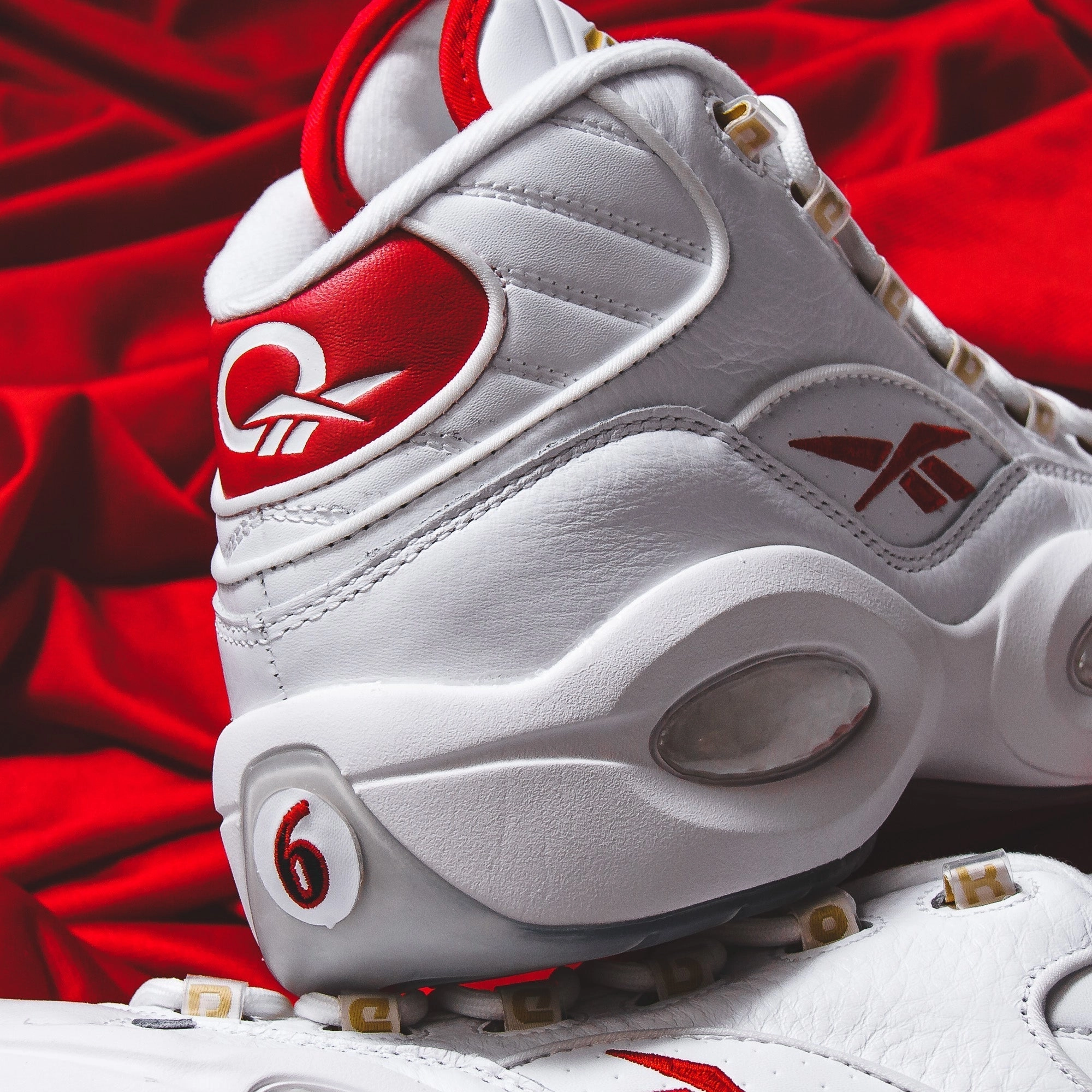 Supportive Fit Reebok Classics Basketball Men Question Mid Allen Iverson Dr J #6 White Red GX0230
