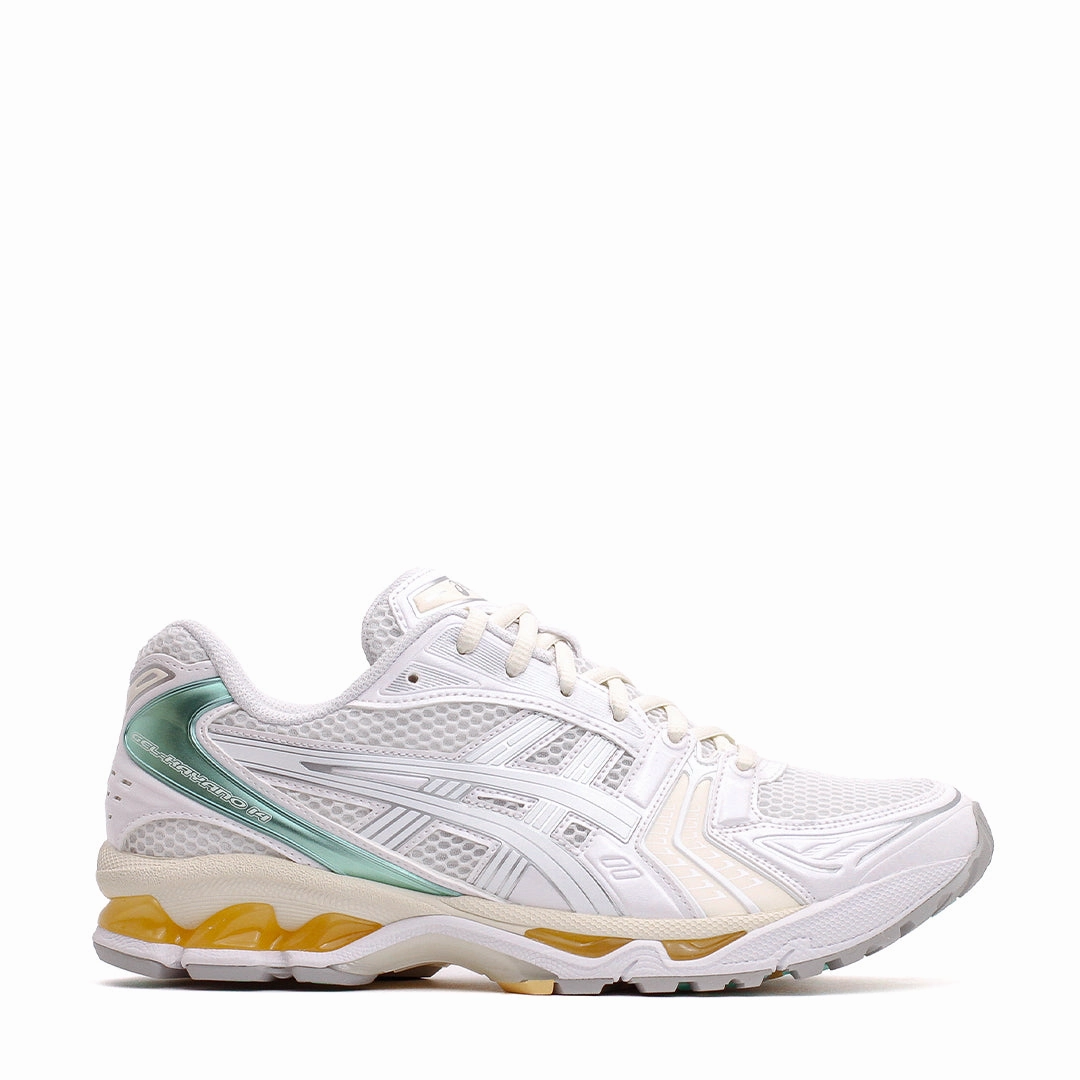 Beach Walk Coffee Run Asics Unisex Gel-Kayano 14 White Mint Gold 1203A537-107