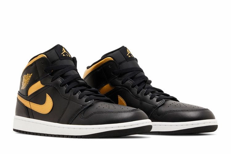 Ultimate Ease Air Jordan 1 Mid 'Black Metallic Gold'