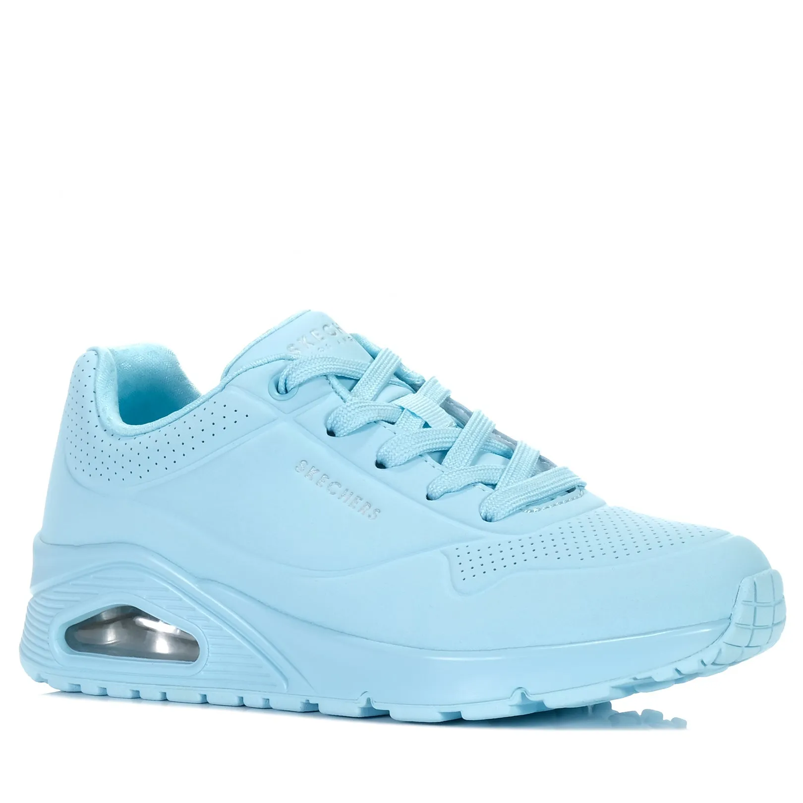 Soft Leather Finish Smooth Movement Skechers Uno - Stand On Air 73690 Light Blue