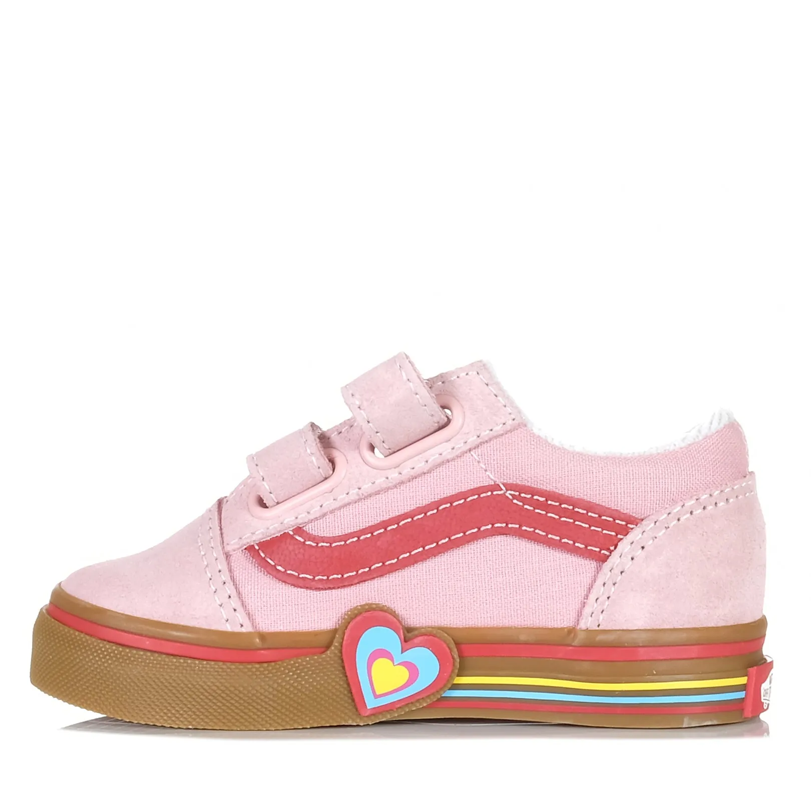 Vans Old Skool V Heart Toddler Pink/Multi Walk Ready Frame