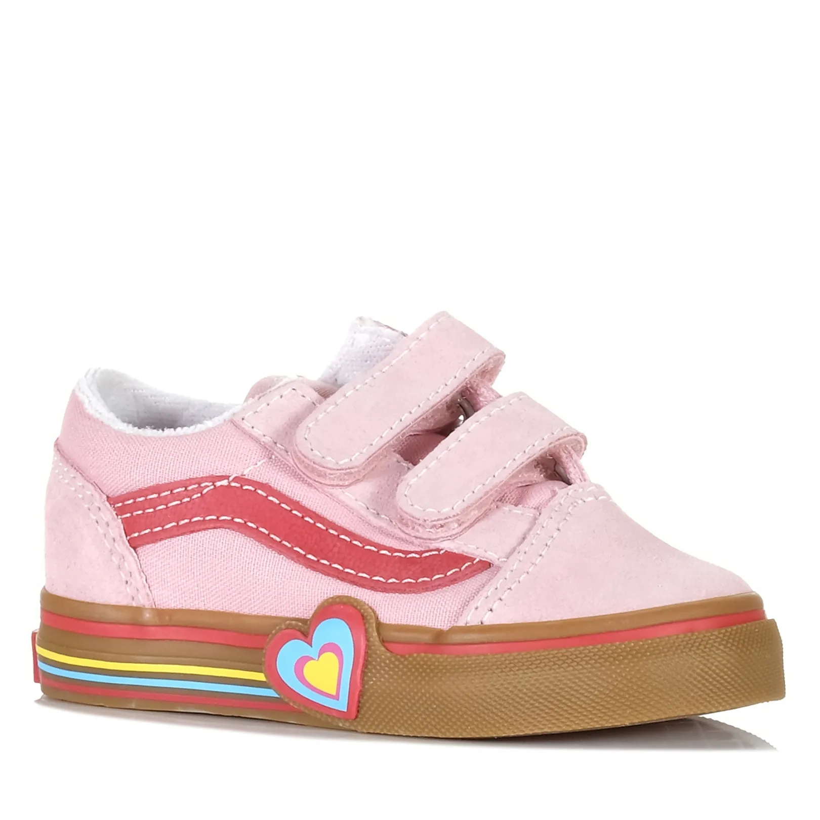 Vans Old Skool V Heart Toddler Pink/Multi Walk Ready Frame