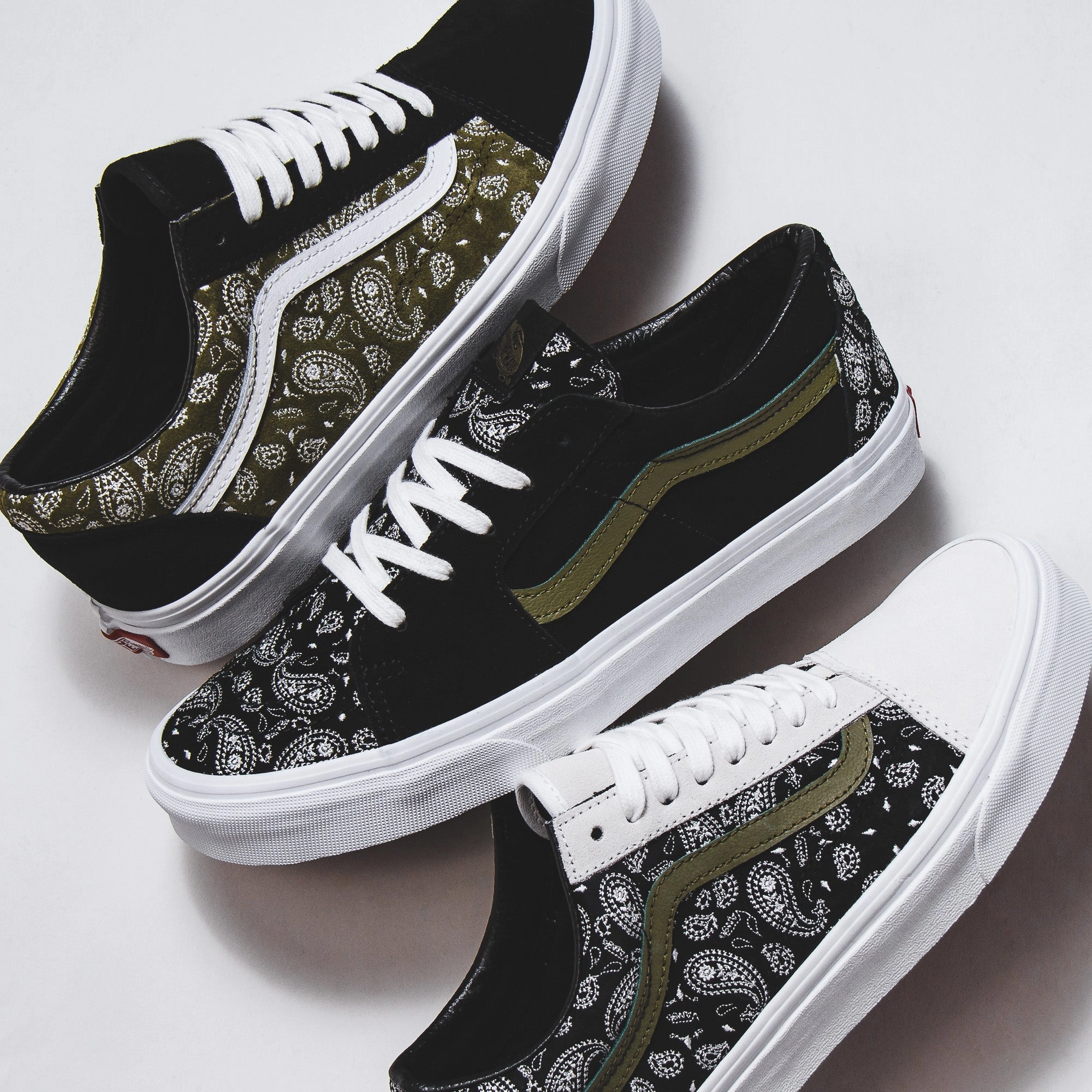 Vans Men Old Skool Paisley Suede Black Olive VN0A5JMIBKO Easy Glide-Step-Out