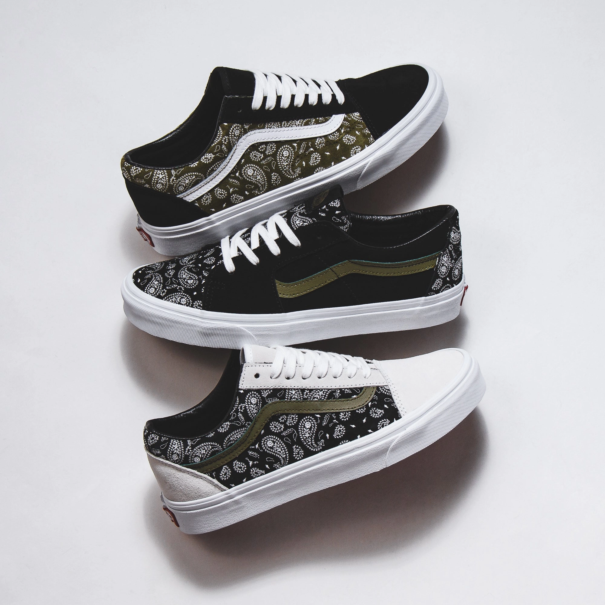 Vans Men Old Skool Paisley Suede Black Olive VN0A5JMIBKO Easy Glide-Step-Out