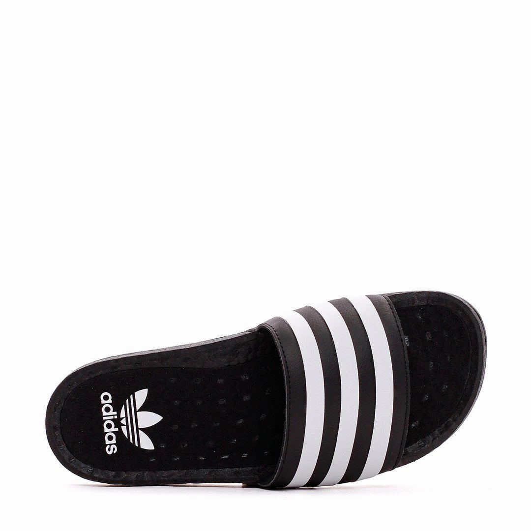 Vegan Leather Adidas Men Adilette Boost Black White FU9884