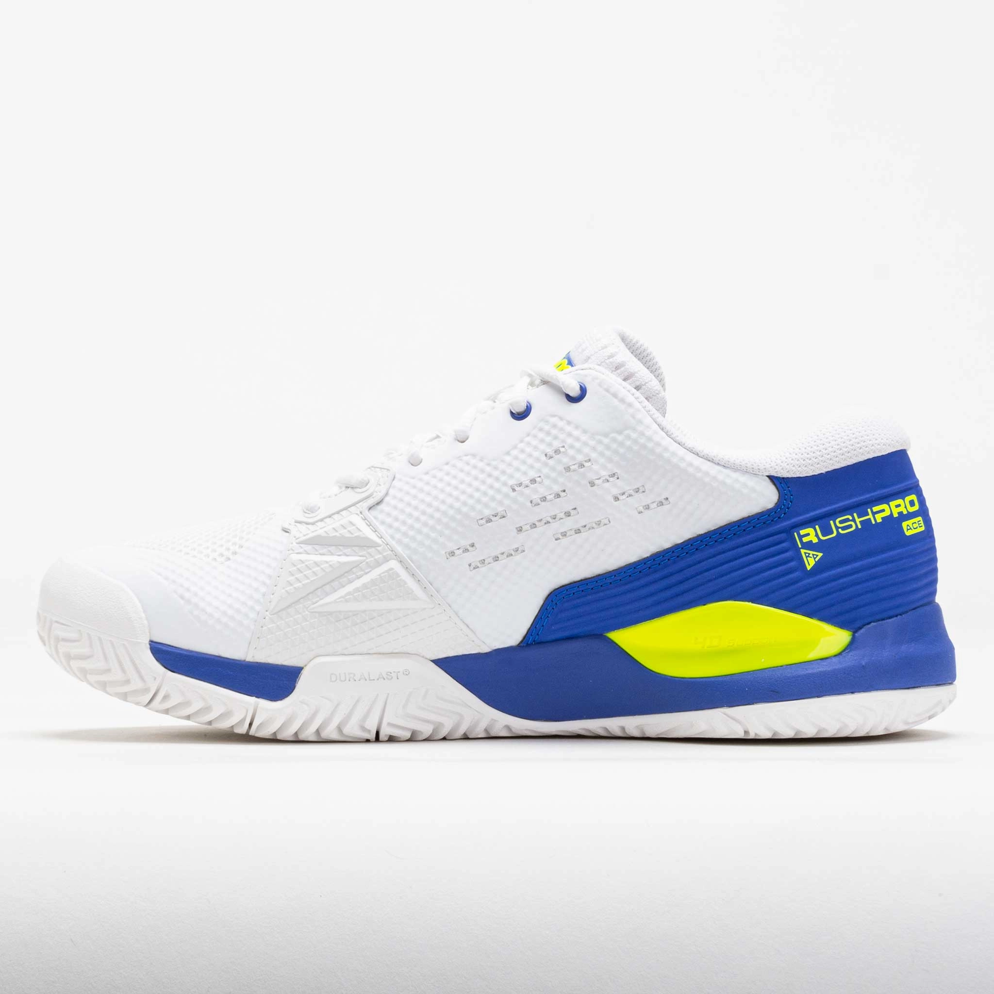 Wilson Rush Pro Ace Men's White/Amparo Blue/Safety Yellow Power Drive