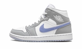 Wmns Air Jordan 1 Mid Wolf Grey Aluminum Regular Style